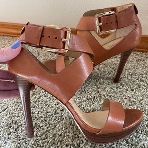 Michael Kors Cognac Wrap Heels